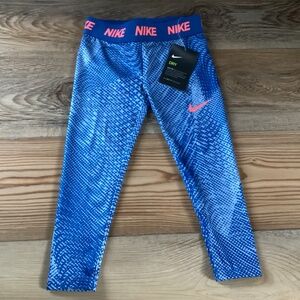 Nike Blue Printed Dri-FIT Leggings with Pink Accents